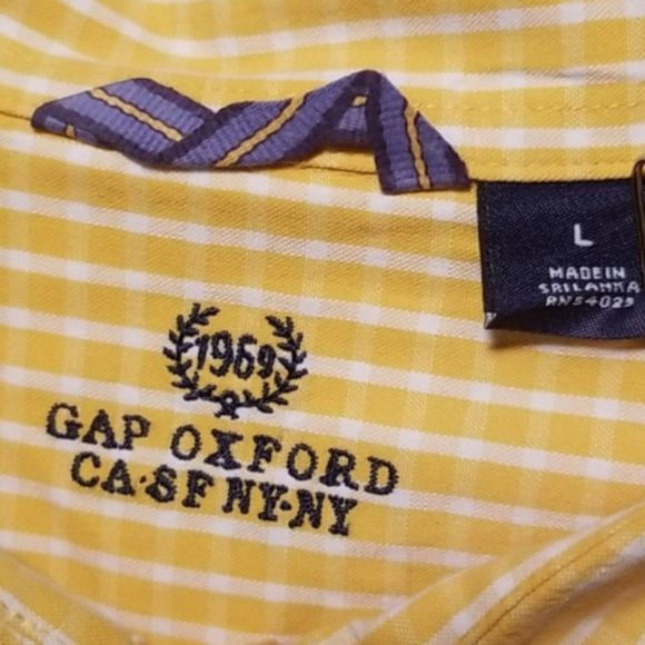 GAP 1969 Oxford Yellow Checkered Button Down Shirt Men Size L - Picture 4 of 7